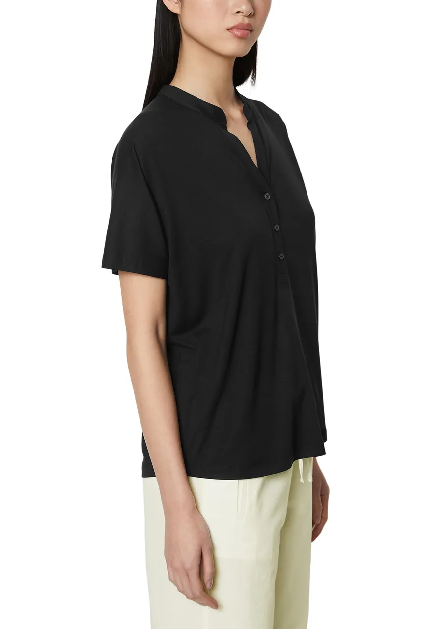 V-Kragen T-Shirt Jersey-blouse, short-sleeve, placke