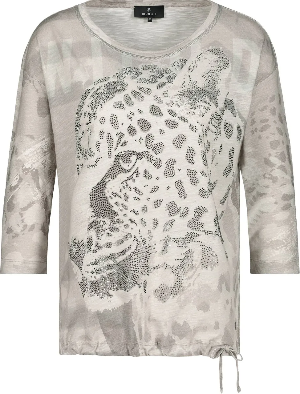 V-Kragen T-Shirt Sweatshirt, light khaki gemustert