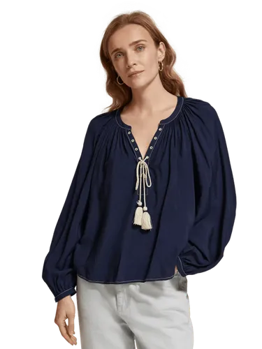 V-neck balloon-sleeved blouse - Größe 40 - Multicolor - Frau - Bluse - Scotch & Soda