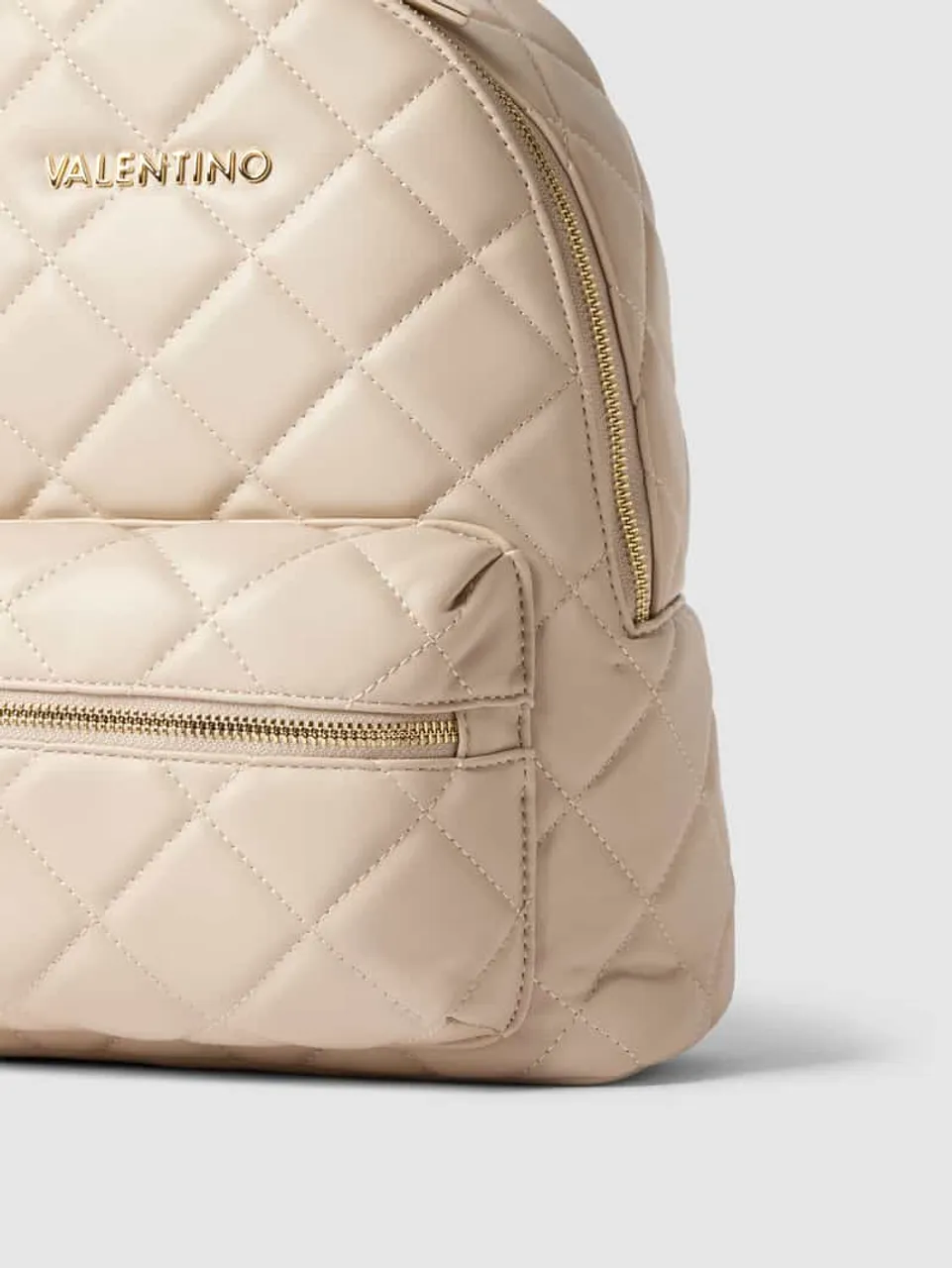 VALENTINO BAGS Rucksack mit Steppnähten und Label-Applikation in Ecru, Größe One Size