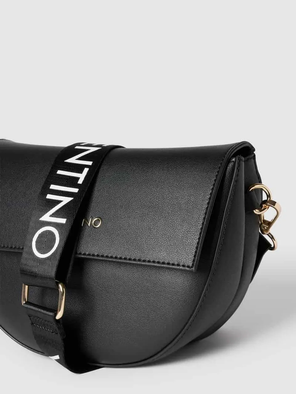 VALENTINO BAGS Saddle Bag mit Label-Schriftzug in metallic Modell 'Bigs' in Black, Größe One Size
