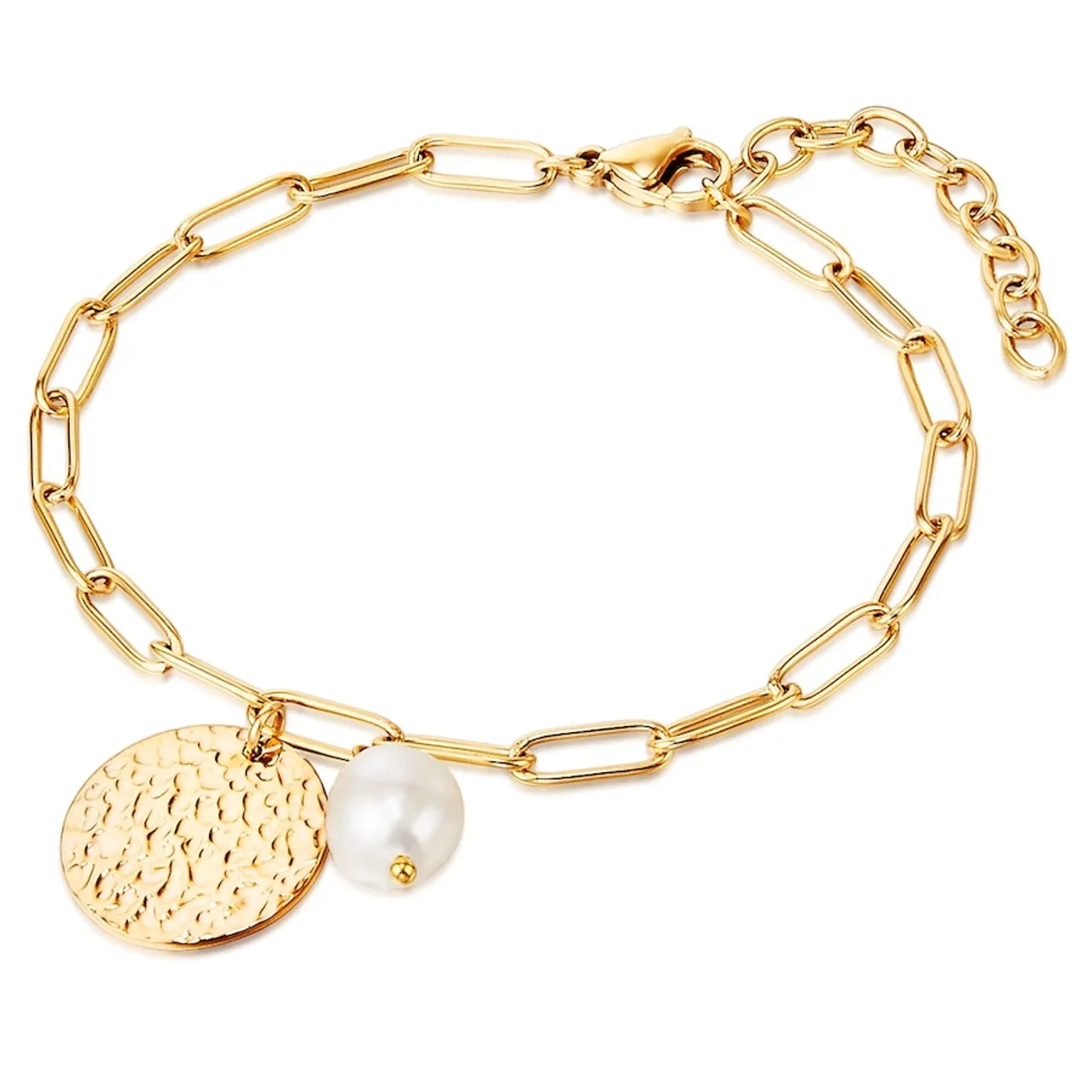 Valero Pearls - Armband Edelstahl Süßwasser-Zuchtperle in Gelbgold Armbänder & Armreife Damen