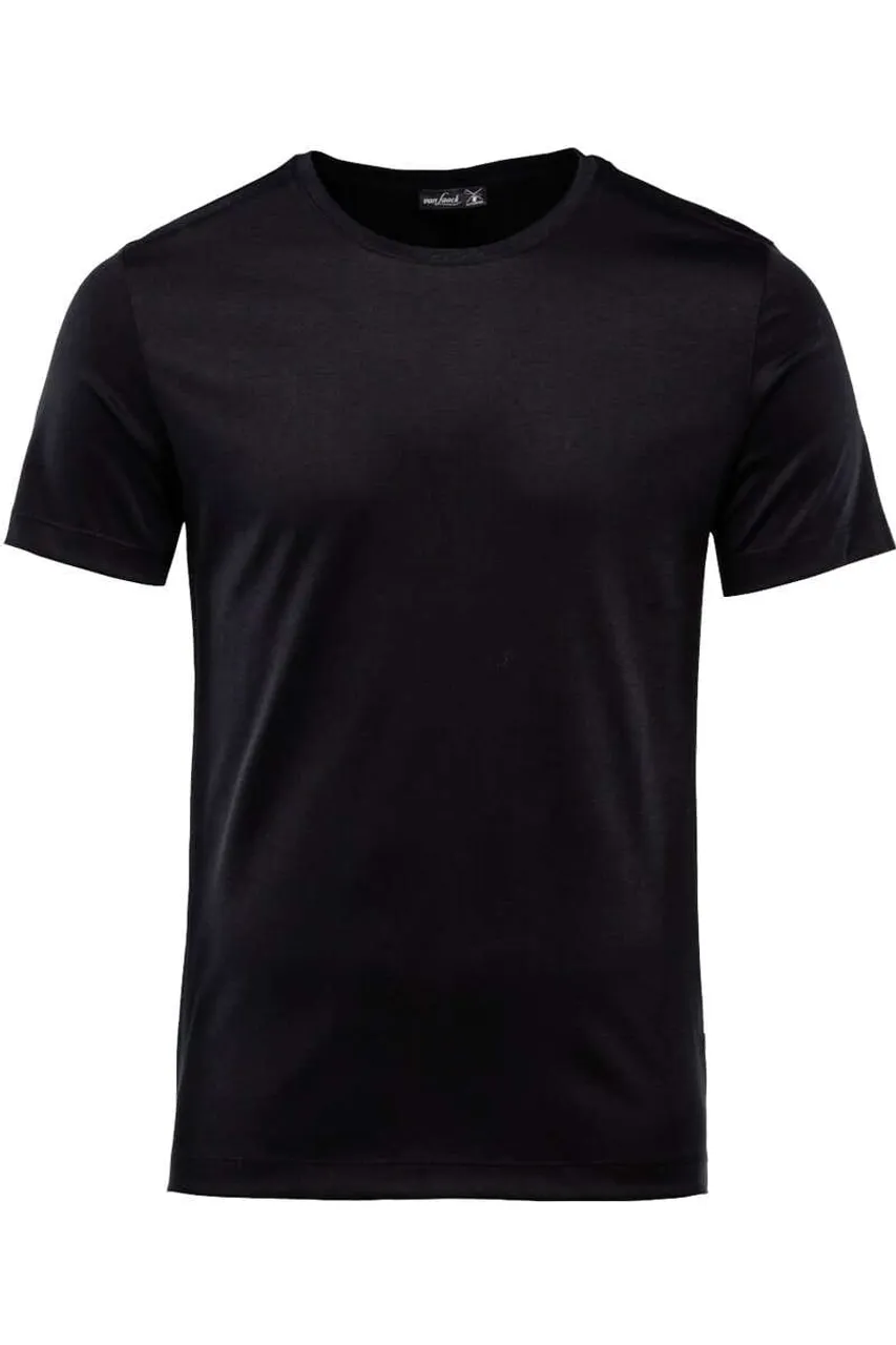 van Laack Meisterwerk T-Shirt Rundhals schwarz, Einfarbig