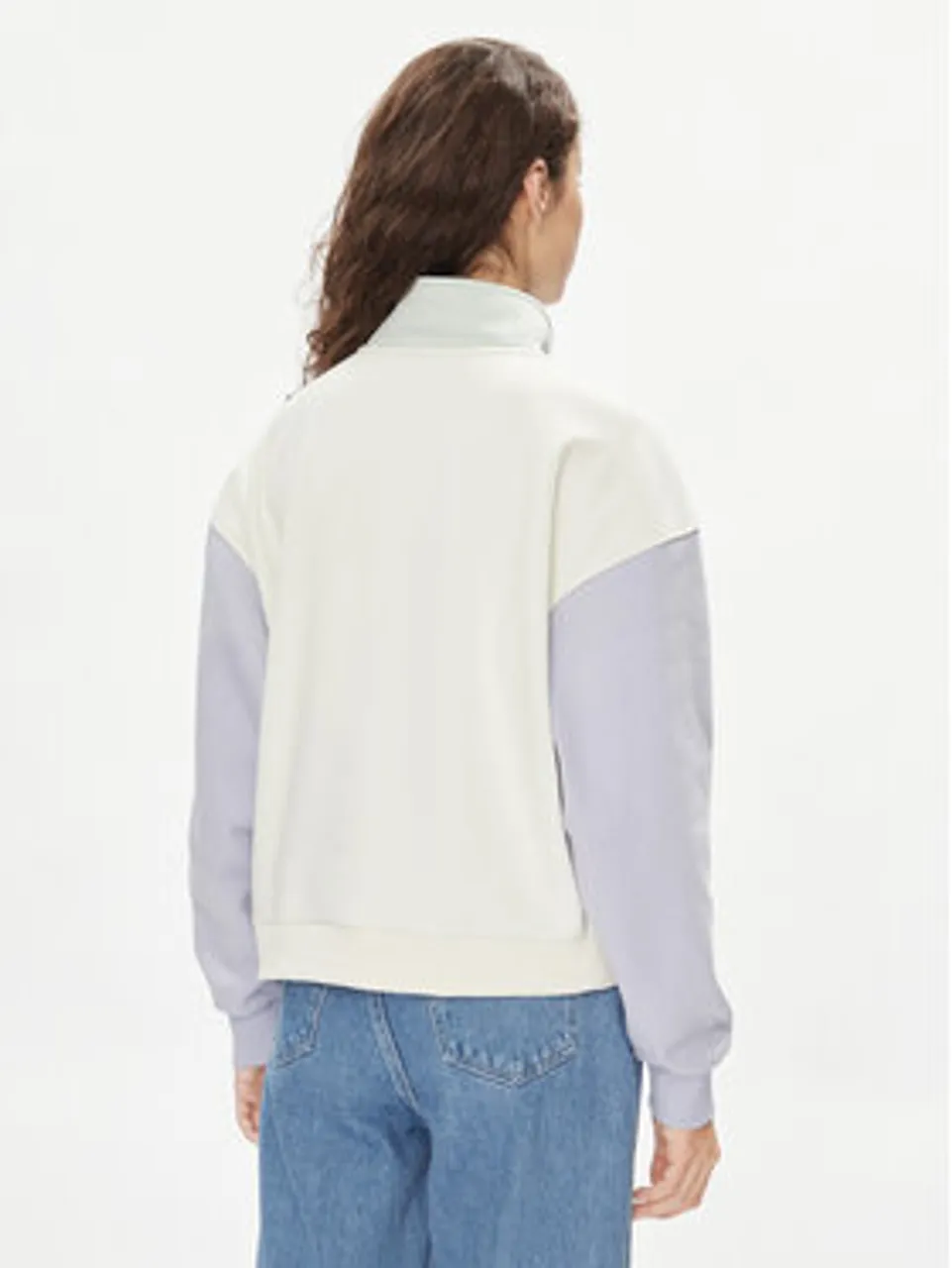Vans Sweatshirt Colorblock Half Zip Mock VN000H2A Écru Regular Fit