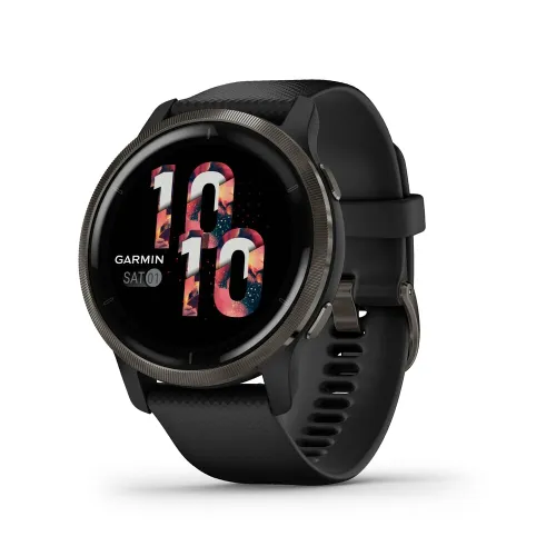 Venu 2 Schwarz/Schiefergrau mit Schnellwechsel-Silikon-Armband 22mm Smartwatch