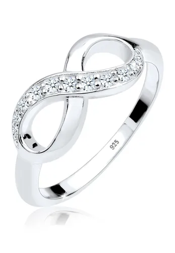 Verlobungsring ELLI DIAMONDS "Infinity Diamant 0.125 ct. Geschenkidee 925 Silber" Fingerringe Gr. 56 mm, 0.025 ct P1 = bei 10-facher Vergrößerung erke...