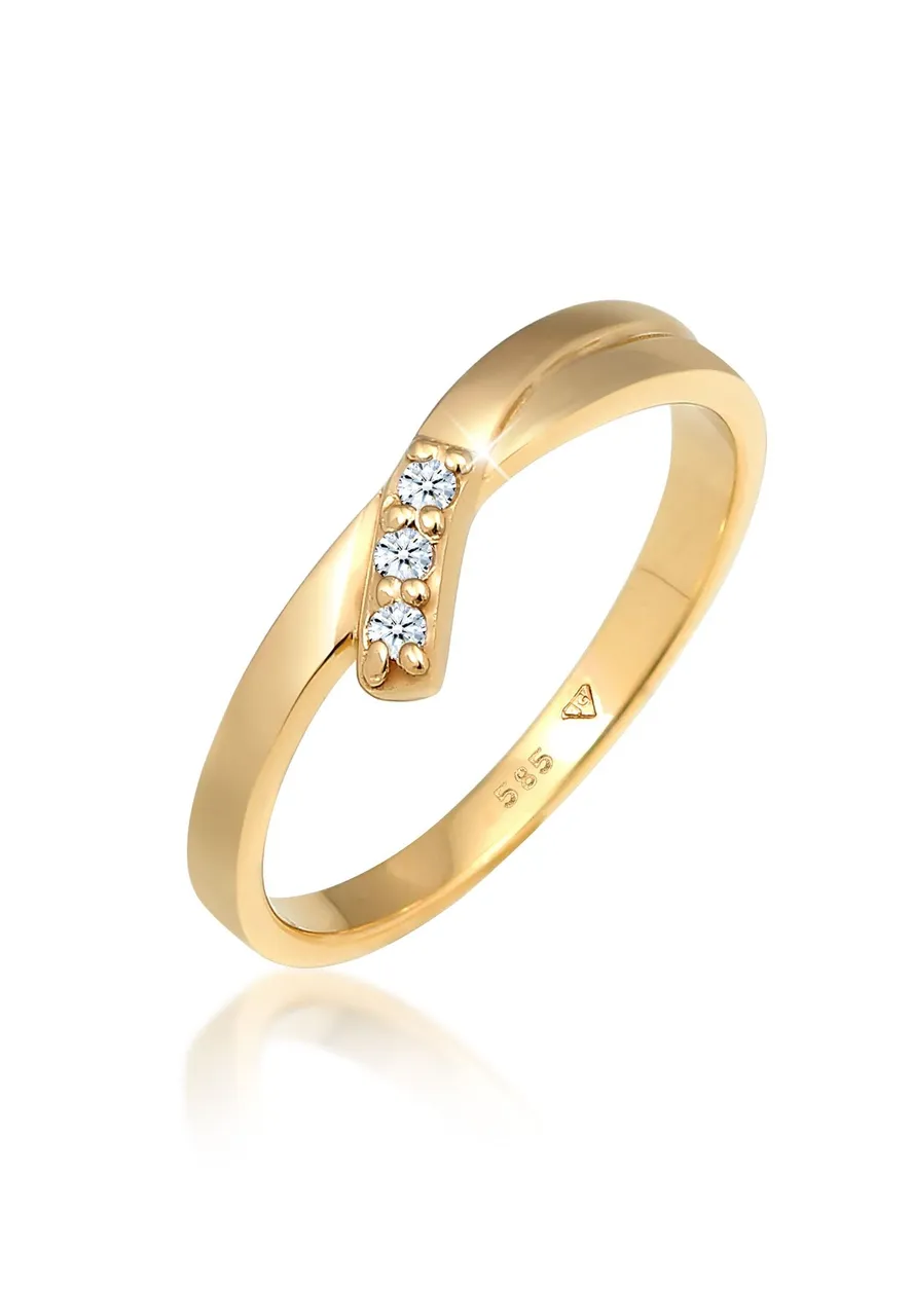 Verlobungsring ELLI DIAMONDS "Verlobungsring Diamant (0.04 ct.) 585 Gelbgold" Fingerringe Gr. 54 mm, 0.009 carat ct P1 = bei 10-facher Vergrößerung er...