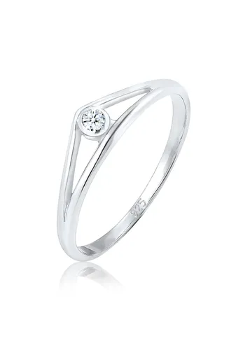Verlobungsring ELLI DIAMONDS "Verlobungsring Geo Diamant (0.03 ct.) 925 Silber" Fingerringe Gr. 58 mm, 0.006 carat ct P1 = bei 10-facher Vergrößerung...