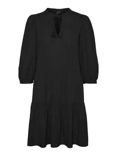 VERO MODA Damen Kurzes Crepe Kleid mit Kordel Midi Dress