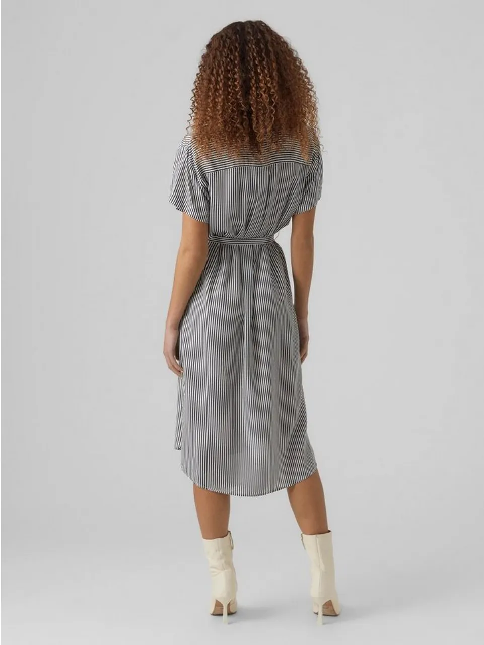 Vero Moda Shirtkleid Leichtes Kurzärmliges Basic Midi Kleid VMBUMPY (lang) 5760 in Weiß