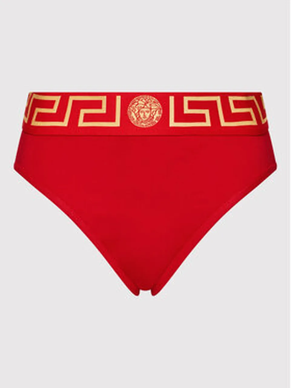 Versace Klassischer Damenslip mit hoher Taille Greca Border AUD01050 Rot