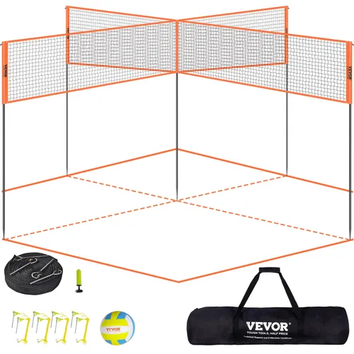 VEVOR Volleyballnetz Höhenverstellbares Volleyballnetz Set