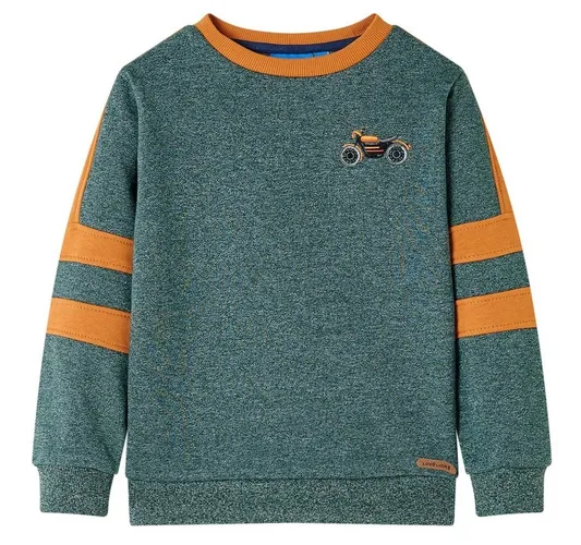 vidaXL Sweatshirt Kinder-Sweatshirt Dunkelgrün Melange 128