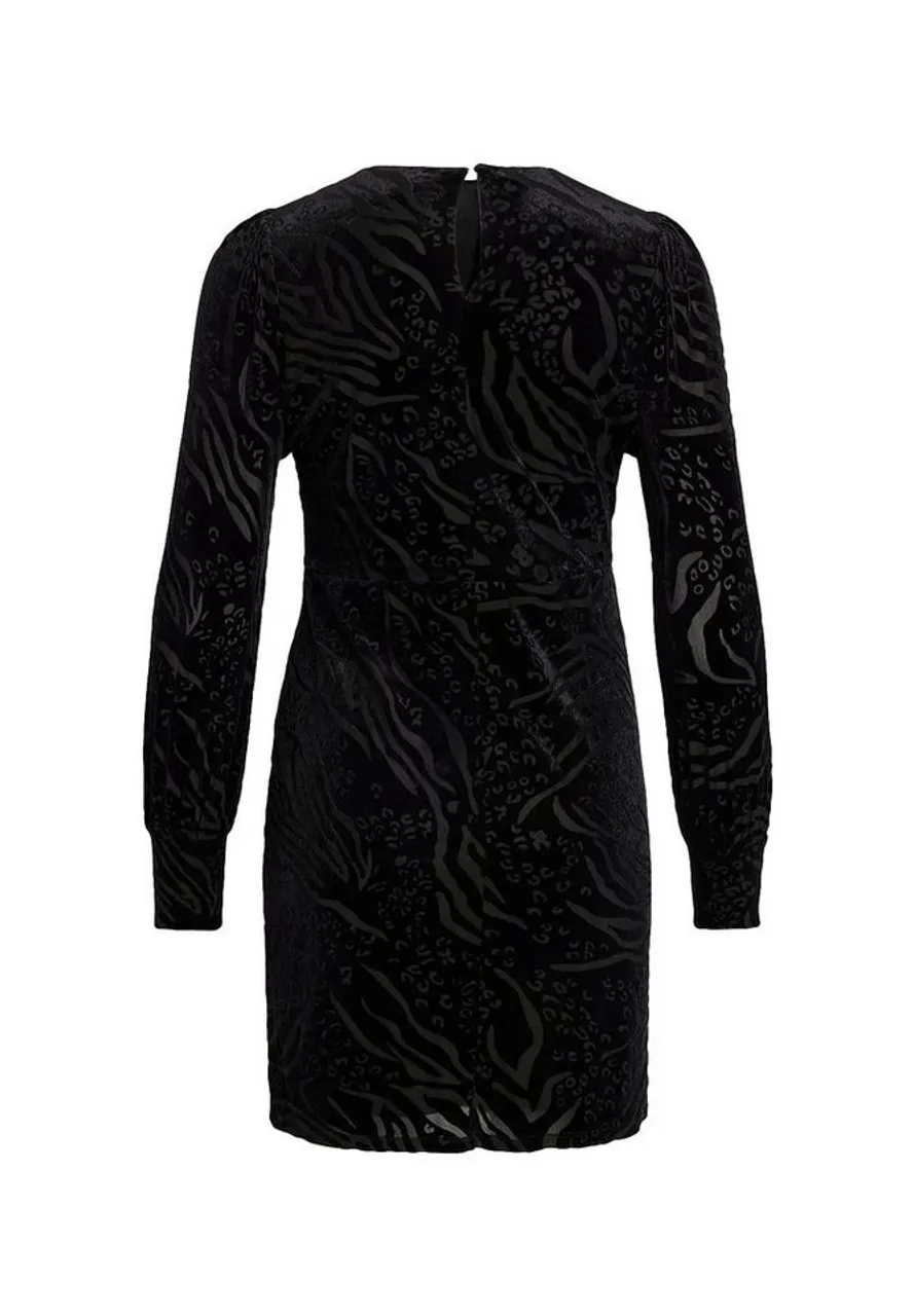 Vila Shirtkleid Samtiges Nicki Kleid Leo Print Party Dress für Kurvige Frauen (kurz) 7054 in Schwarz