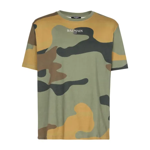 Vintage T-Shirt mit Camouflage-Print Balmain