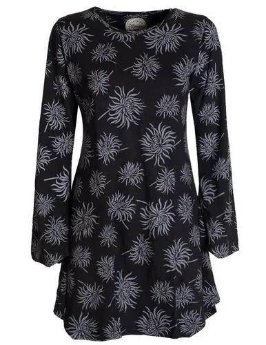 Vishes Tunikakleid Vishes - Langarm Damen Blumen-Tunika Shirt-Kleid Glockenärmel Baumwoll Hippie, Boho, Goa Style