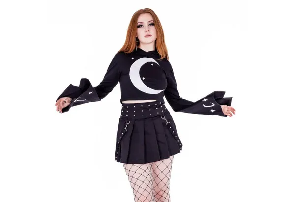 Vixxsin A-Linien-Rock Lorena Gothic Goth Riemen Metal Nieten Strapsen Punk Skirt