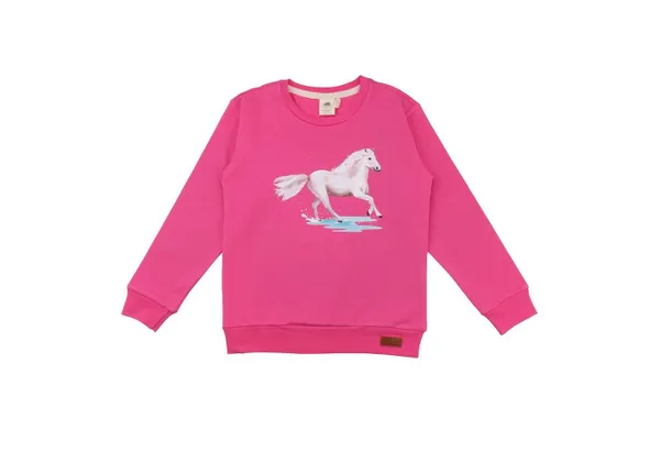 Walkiddy Longpullover Walkiddy Pink Sweatshirt White Horses Pferd Pullover (1-tlg)