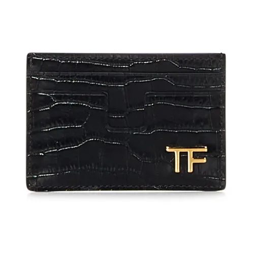 Wallets Cardholders,Schwarze Geldbörse mit Krokodil-Print Tom Ford