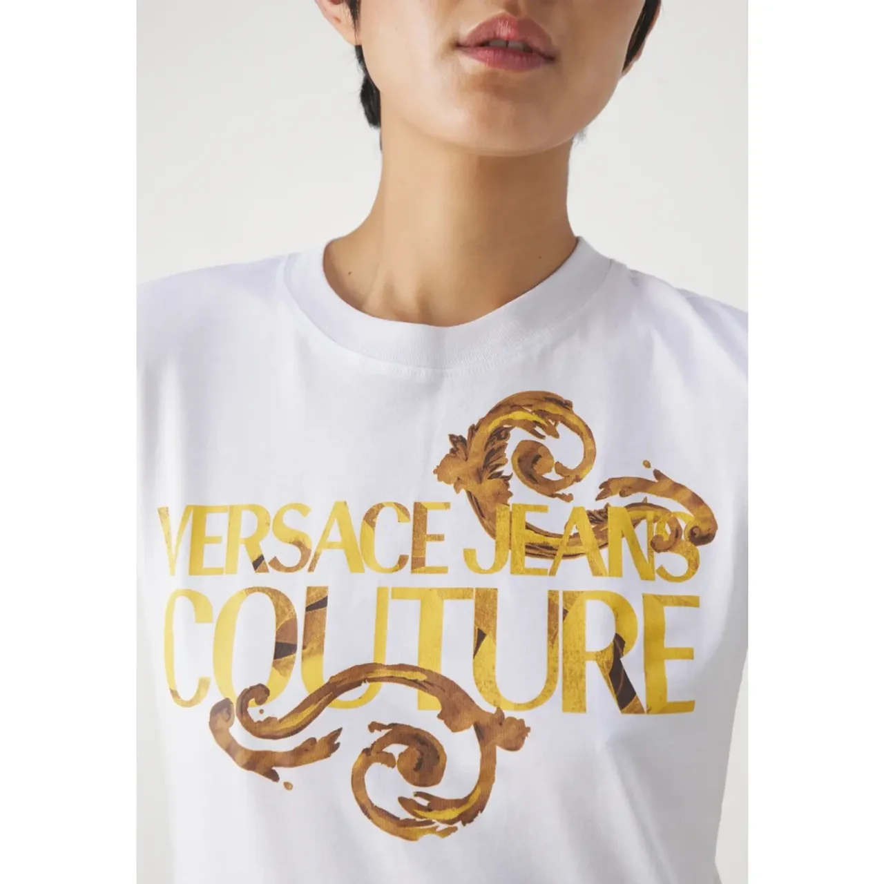 Watercolour R Logo Weißes Hemd Versace Jeans Couture
