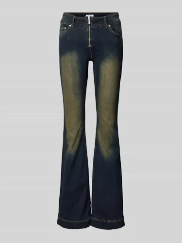 WEEKDAY Flared Jeans im Used-Look mit Reißverschluss Modell 'Inferno' in Jeansblau