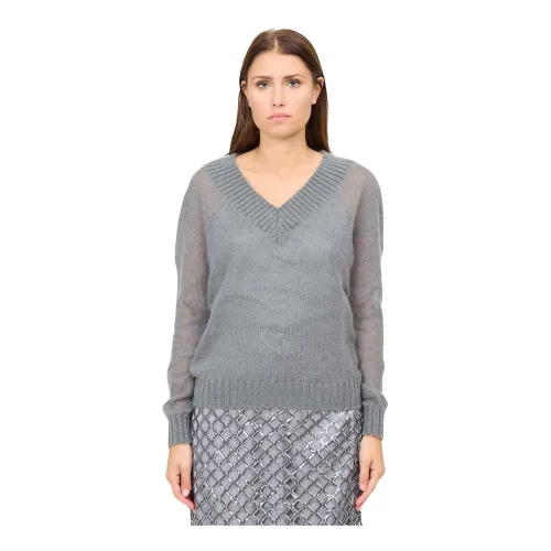 Weicher und warmer V-Ausschnitt Pullover aus Wolle und Mohair Federica Tosi