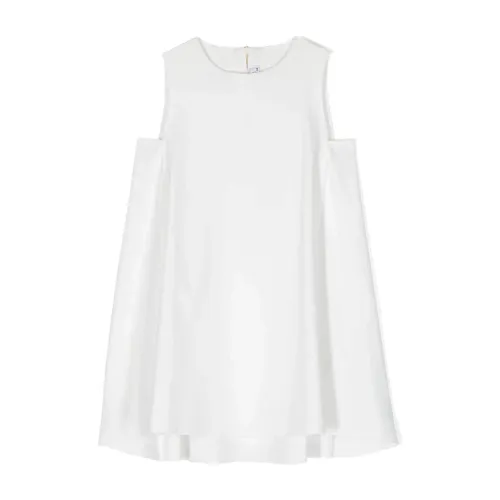 Weiße ärmellose Kleid mit Asymmetrischem Saum Il Gufo