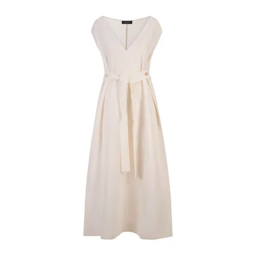 Weiße Ärmellose V-Ausschnitt Kleid Fabiana Filippi