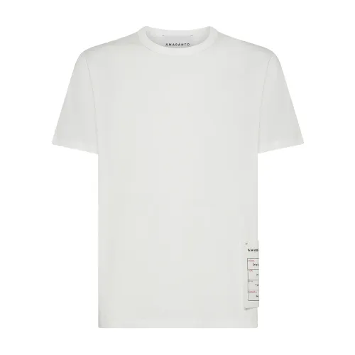 Weiße Baumwoll-T-Shirt mit Logo Label Amaránto