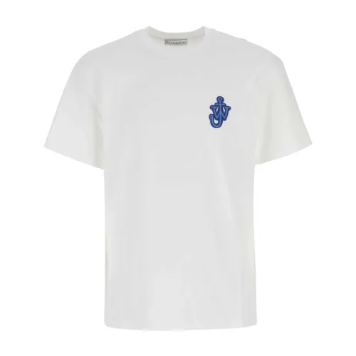 Weiße Baumwoll-T-Shirt,Anker Logo Rundhals T-Shirt JW Anderson