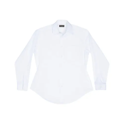 Weiße Baumwollpopeline Hourglass Hemd,Weiße Loose-Fit Popeline Bluse Balenciaga