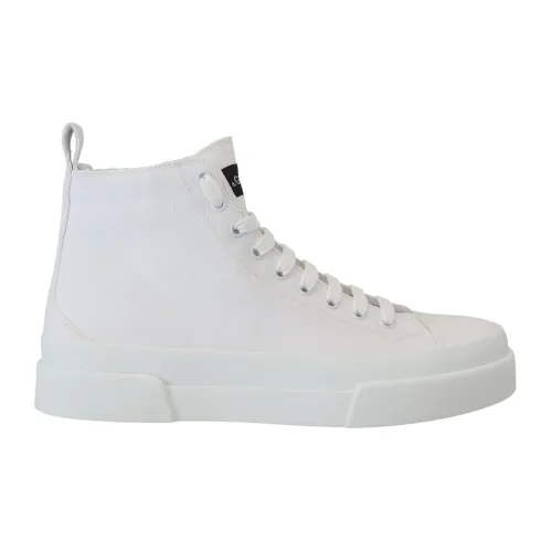 Weiße Canvas High Top Sneakers Dolce & Gabbana