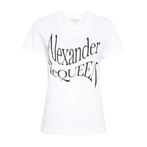 Weiße Crew Neck T-Shirt mit Frontdruck Alexander McQueen