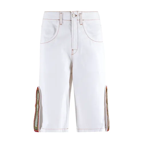 Weiße Denim Baggy Shorts mit Strass Bluemarble