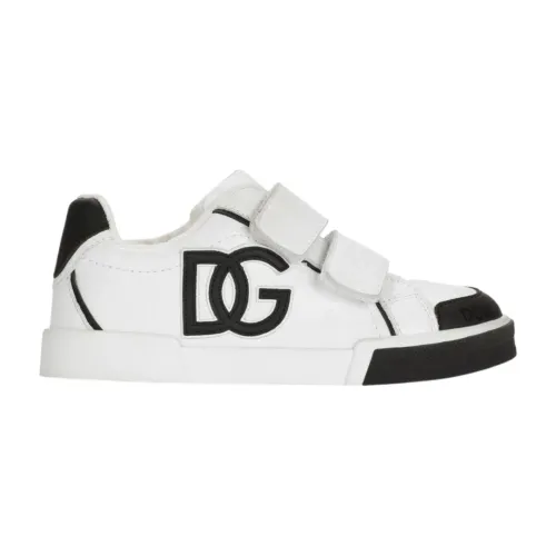 Weiße flache Schuhe mit Logo-Detail Dolce & Gabbana