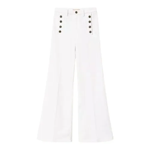 Weiße Flare Baumwollstretch-Jeans Twinset