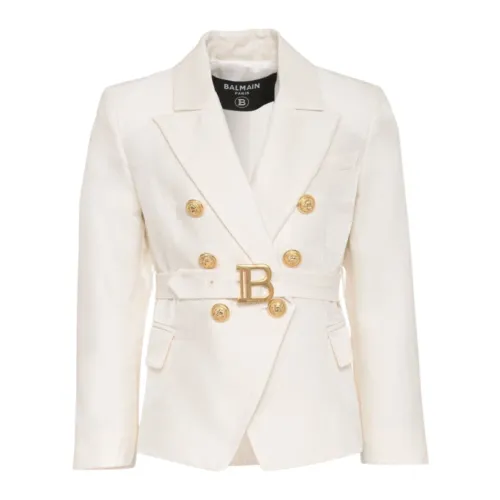Weiße Jacke mit Laminat-Effekt und schmaler Passform Balmain