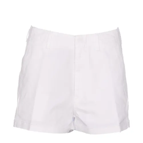 Weiße Jaele Shorts mit Knopf- und Reißverschluss Dondup