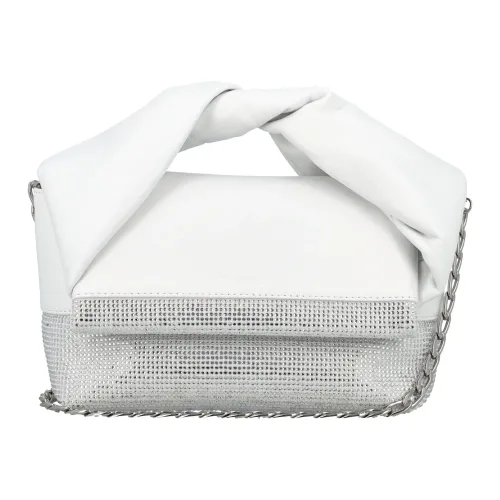 Weiße Leder Twister Tasche mit Kristallen JW Anderson