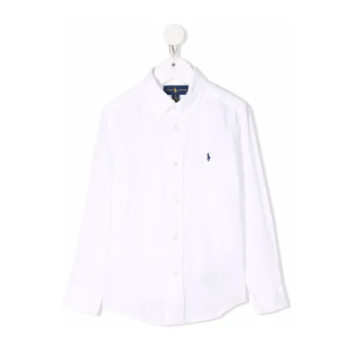 Weiße Leinen-Pony-Button-Down-Hemd Polo Ralph Lauren