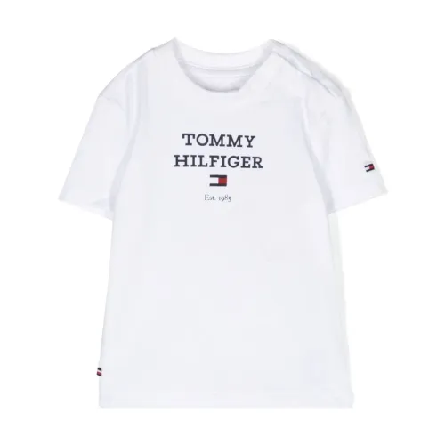 Weiße Logo Print T-shirts und Polos Tommy Hilfiger