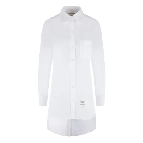 Weiße Oversize-Baumwollpopeline-Hemd mit tiefen Seitenschlitzen und Rückenschlitz Thom Browne