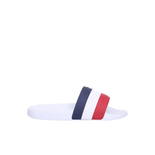 Weiße Sandalen mit gestreiftem geprägtem Logo Moncler