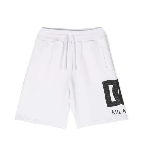 Weiße Shorts mit Logo-Print Dolce & Gabbana