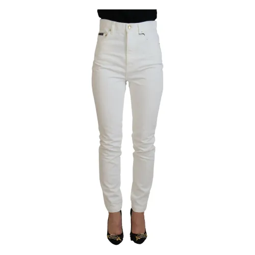Weiße Skinny Jeans mit hoher Taille Dolce & Gabbana