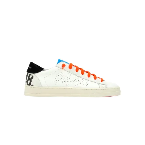 Weiße Sneakers mit Orangenen Details P448