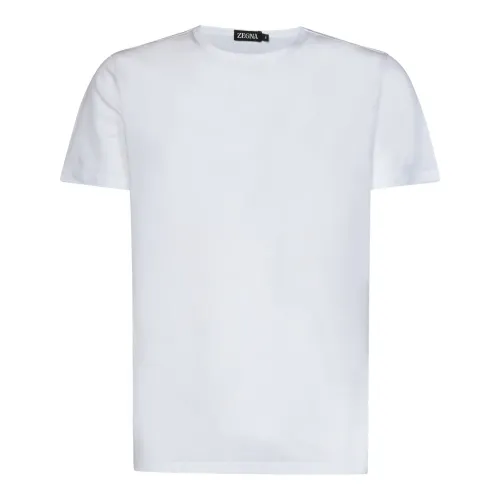 Weiße T-Shirts und Polos mit geripptem Rundhalsausschnitt Ermenegildo Zegna