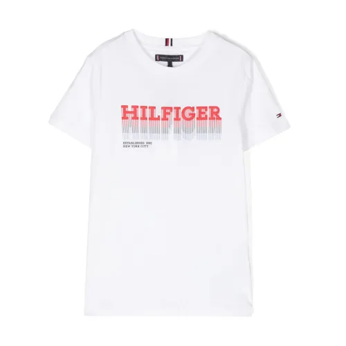 Weiße T-Shirts und Polos mit Logo-Detail Tommy Hilfiger