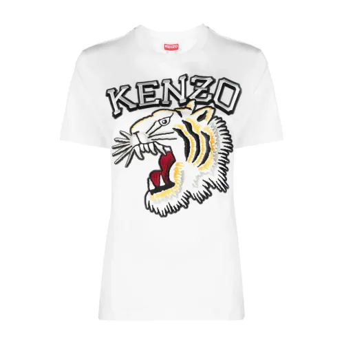 Weiße Tiger Varsity bestickte T-Shirts und Polos Kenzo