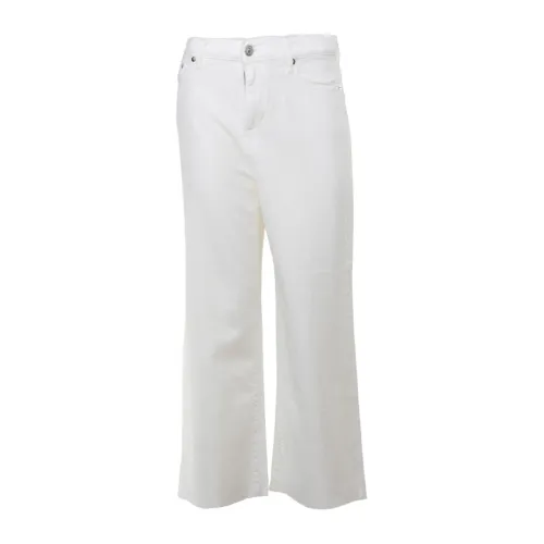 Weiße Wide Leg Cropped Jeans Roy Roger's
